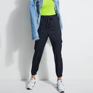 GUESS Landen Satin Logo Black Cargo Jogger Pants Size XL NWT